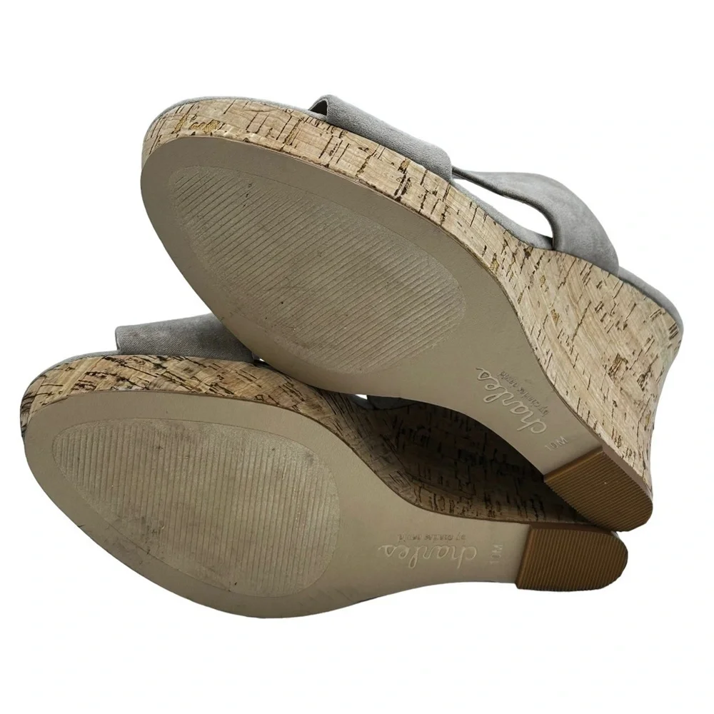 CHARLES by Charles David Latrice Nude Vegan Suede Cork Wedge Sandals Size‎ 10